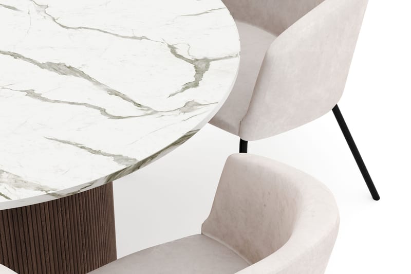 Uppveda Rundt Spisebord 120 cm med 4 Berit Stole - Brun - Møbler - Borde - Spisebordssæt