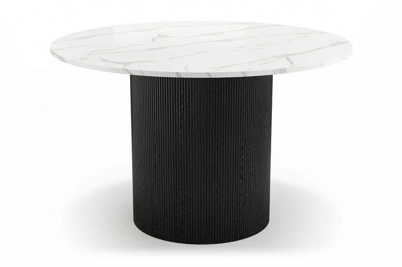 Uppveda Rundt Spisebord 120 cm med 4 Berit Stole - Sort/Hvid - Møbler - Borde - Spisebordssæt