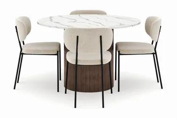 Uppveda Rundt Spisebord 120 cm med 4 Gemmiano Stole - Brun - Møbler - Borde - Spisebordssæt