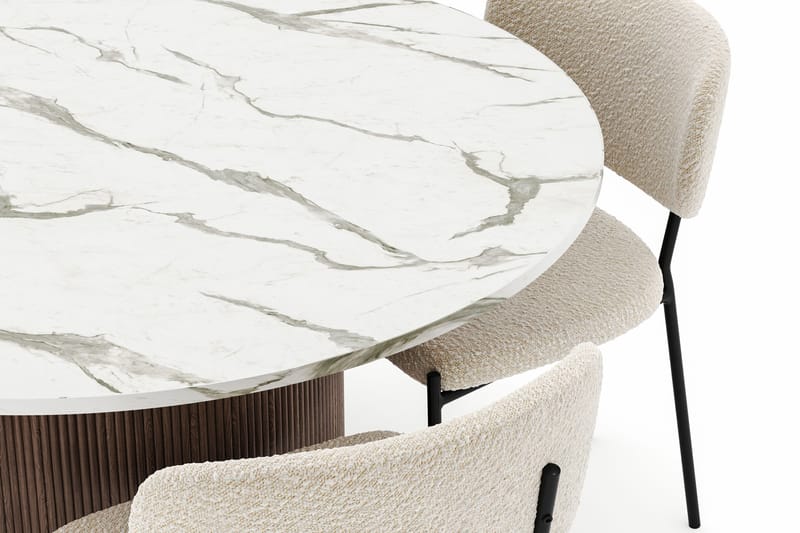 Uppveda Rundt Spisebord 120 cm med 4 Gemmiano Stole - Brun - Møbler - Borde - Spisebordssæt