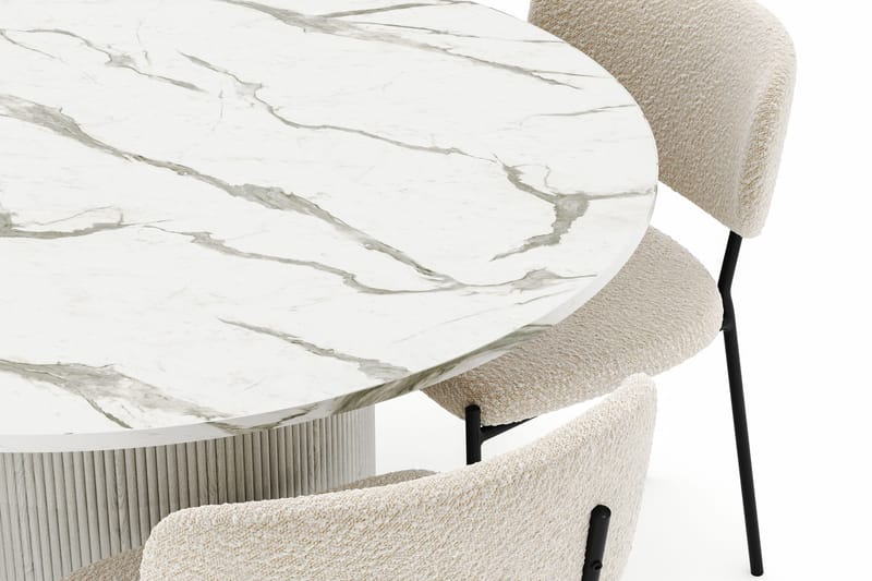 Uppveda Rundt Spisebord 120 cm med 4 Gemmiano Stole - Hvid - Møbler - Borde - Spisebordssæt