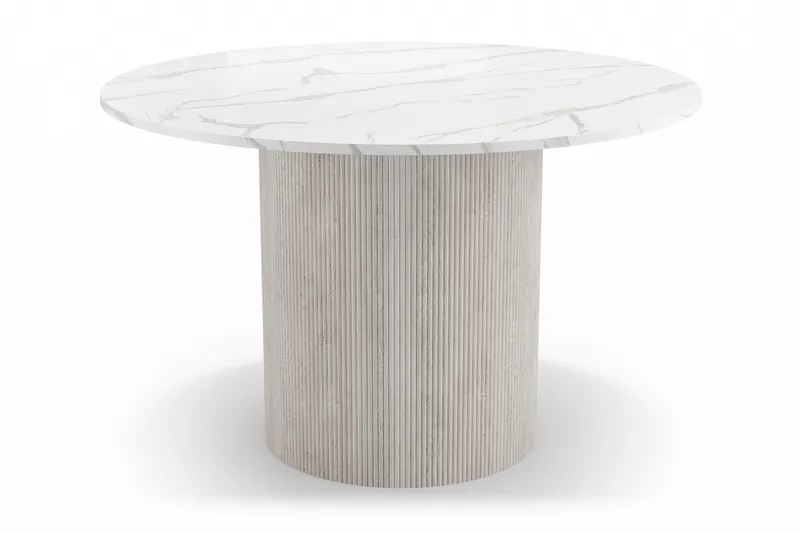 Uppveda Rundt Spisebord 120 cm med 4 Gemmiano Stole - Hvid - Møbler - Borde - Spisebordssæt