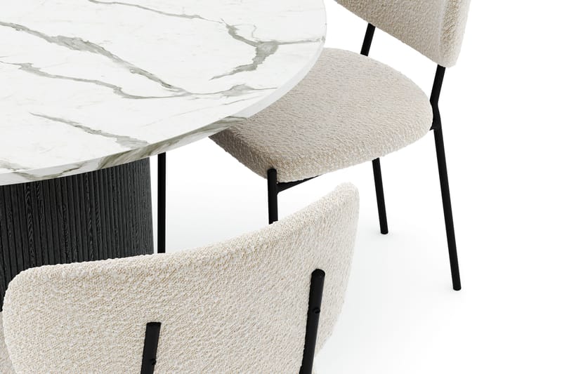 Uppveda Rundt Spisebord 120 cm med 4 Gemmiano Stole - Sort/Hvid - Møbler - Borde - Spisebordssæt