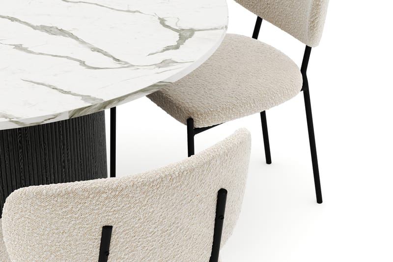 Uppveda Rundt Spisebord 120 cm med 4 Gemmiano Stole - Sort/Hvid - Møbler - Borde - Spisebordssæt