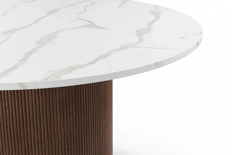 Uppveda Rundt Spisebord 120 cm med 4 Reciclar Spisestole - Hvid/Brun/Greige - Møbler - Borde - Spisebordssæt