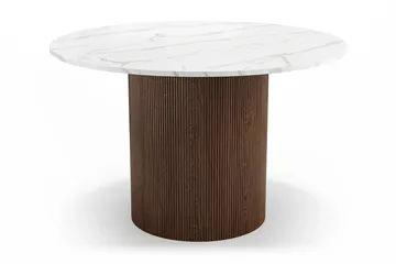 Uppveda Rundt Spisebord 120 cm med 4 Reciclar Spisestole - Hvid/Brun/Greige - Møbler - Borde - Spisebordssæt