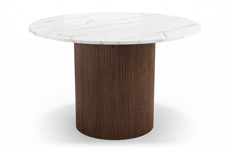 Uppveda Rundt Spisebord 120 cm med 4 Sawako Stole - Brun - Møbler - Borde - Spisebordssæt
