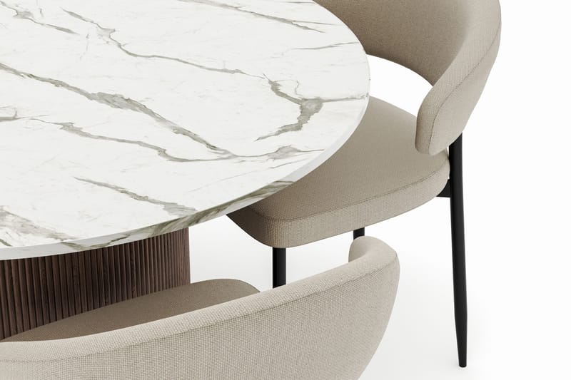 Uppveda Rundt Spisebord 120 cm med 4 Sawako Stole - Brun - Møbler - Borde - Spisebordssæt