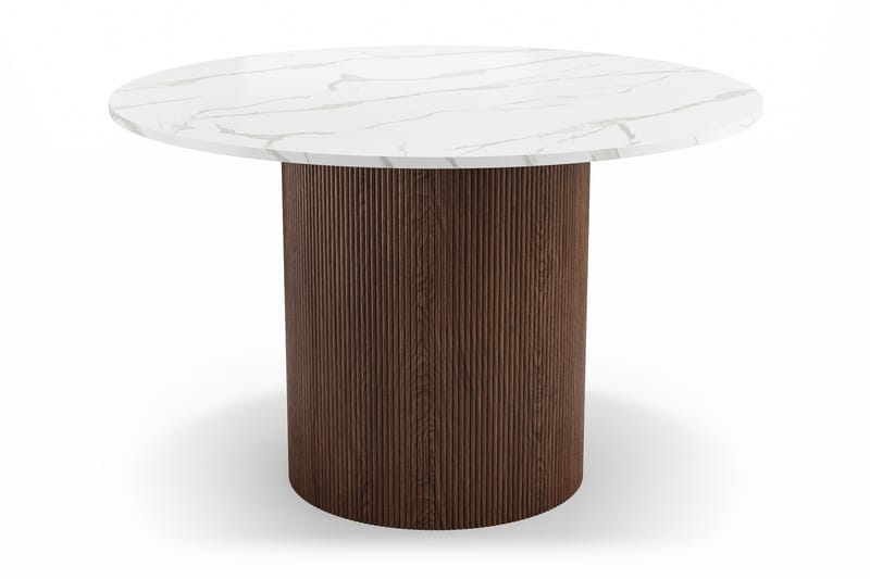 Uppveda Rundt Spisebord 120 cm med 4 Sawako Stole - Brun - Møbler - Borde - Spisebordssæt