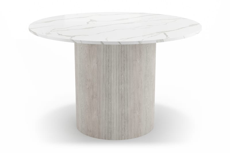 Uppveda Rundt Spisebord 120 cm med 4 Sawako Stole - Hvid - Møbler - Borde - Spisebordssæt