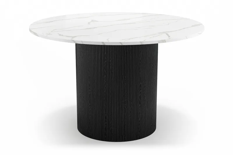 Uppveda Rundt Spisebord 120 cm med 4 Sawako Stole - Sort/Hvid - Møbler - Borde - Spisebordssæt