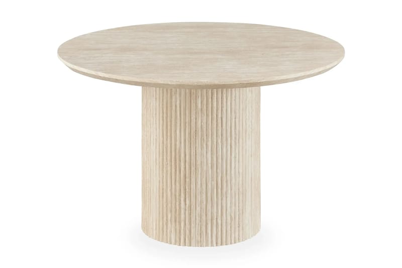 Uppveda Rundt Spisebord 120 cm Travertin med 4 Reciclar Spisestole - Travertin/Greige - Møbler - Borde - Spisebordssæt