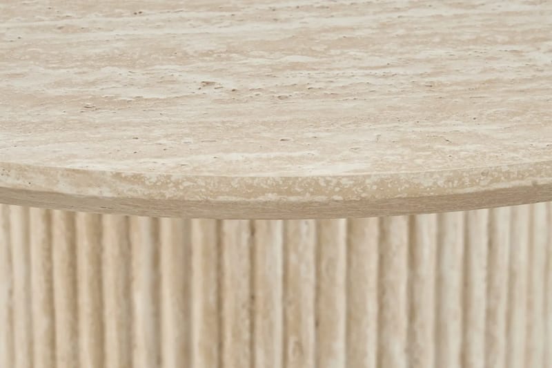 Uppveda Rundt Spisebord 120 cm Travertin med 4 Reciclar Spisestole - Travertin/Greige - Møbler - Borde - Spisebordssæt