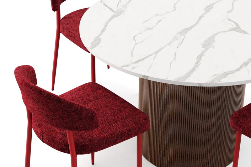 Uppveda Spisebord 120 cm Rund med 4 stk Jairam Matstkolar - Brun - Møbler - Borde - Spisebordssæt