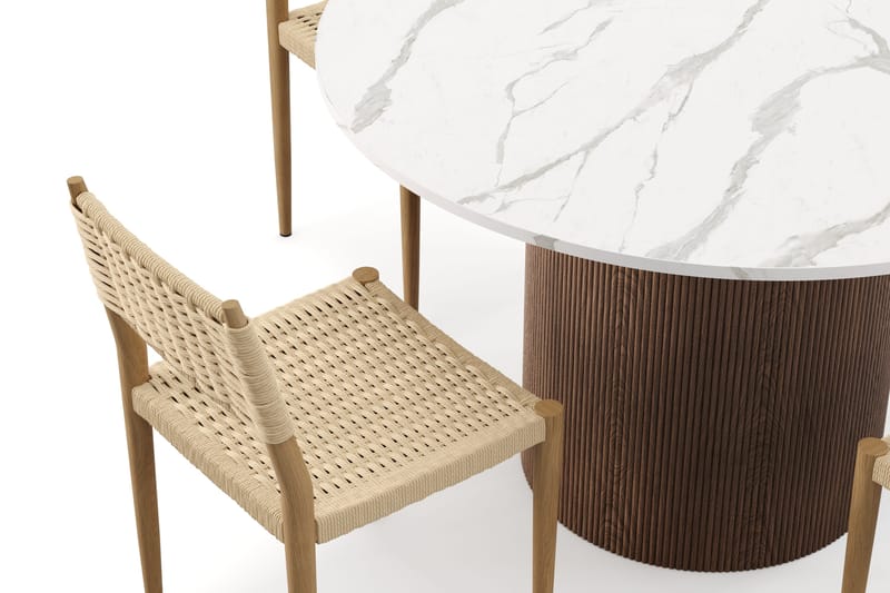 Uppveda Spisebord 120 cm Rund med 4 stk Jamna Matstkolar - Brun - Møbler - Borde - Spisebordssæt