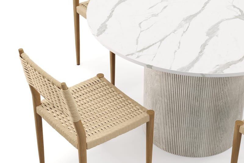 Uppveda Spisebord 120 cm Rund med 4 stk Jamna Matstkolar - Hvid - Møbler - Borde - Spisebordssæt