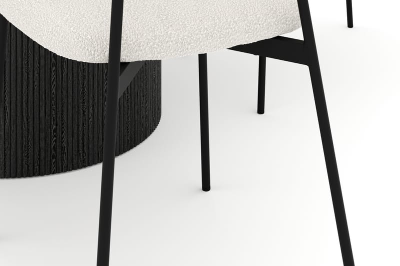 Uppveda Spisebord 120 cm Rund med 4 stk Lowe Matstkol|Bouclear - Sort/Hvid - Møbler - Borde - Spisebordssæt