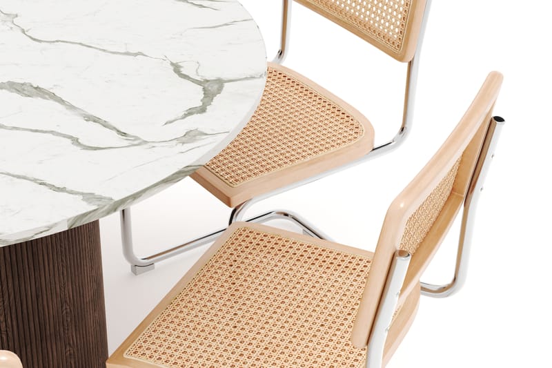 Uppveda Spisebord 120 cm Rund med 6 stk Build Matstkolar - Brun - Møbler - Borde - Spisebordssæt