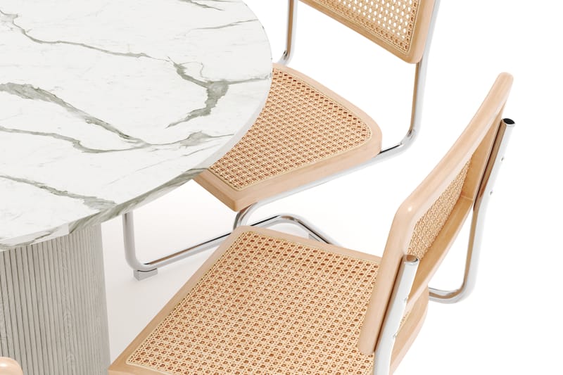 Uppveda Spisebord 120 cm Rund med 6 stk Build Matstkolar - Hvid - Møbler - Borde - Spisebordssæt