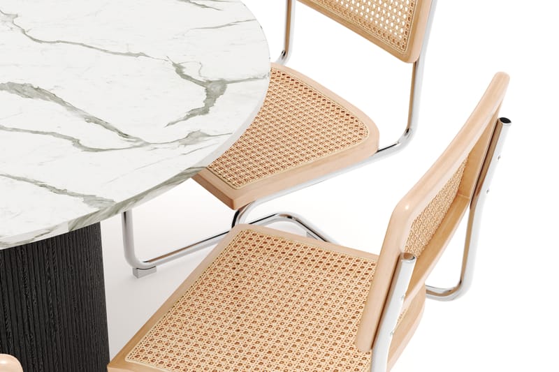 Uppveda Spisebord 120 cm Rund med 6 stk Build Matstkolar - Sort/Hvid - Møbler - Borde - Spisebordssæt