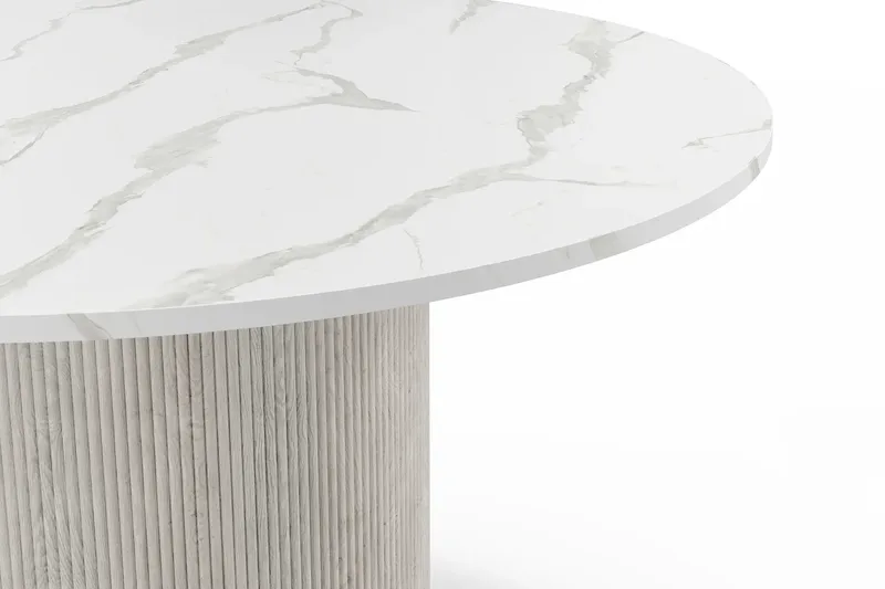 Uppveda Spisebord 120 cm Rundt Hvidt med 4 Reciclar Spisestole - Hvid/Greige - Møbler - Borde - Spisebordssæt