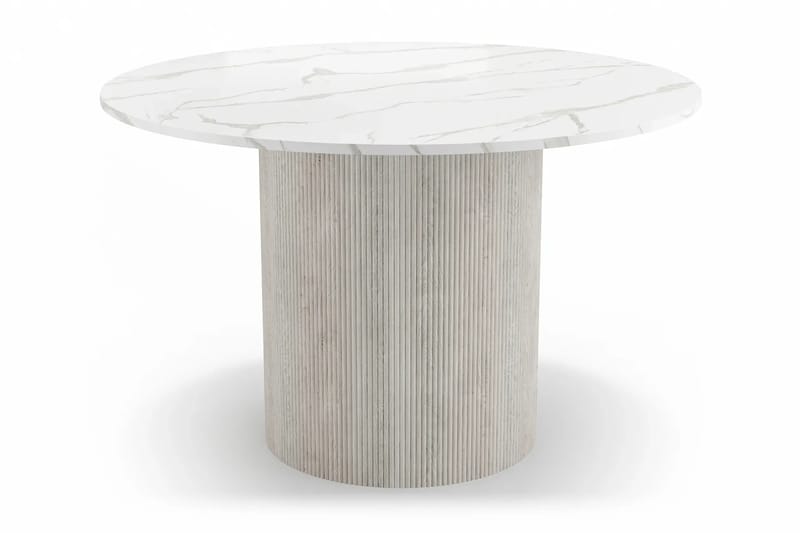 Uppveda Spisebord 120 cm Rundt Hvidt med 4 Reciclar Spisestole - Hvid/Greige - Møbler - Borde - Spisebordssæt