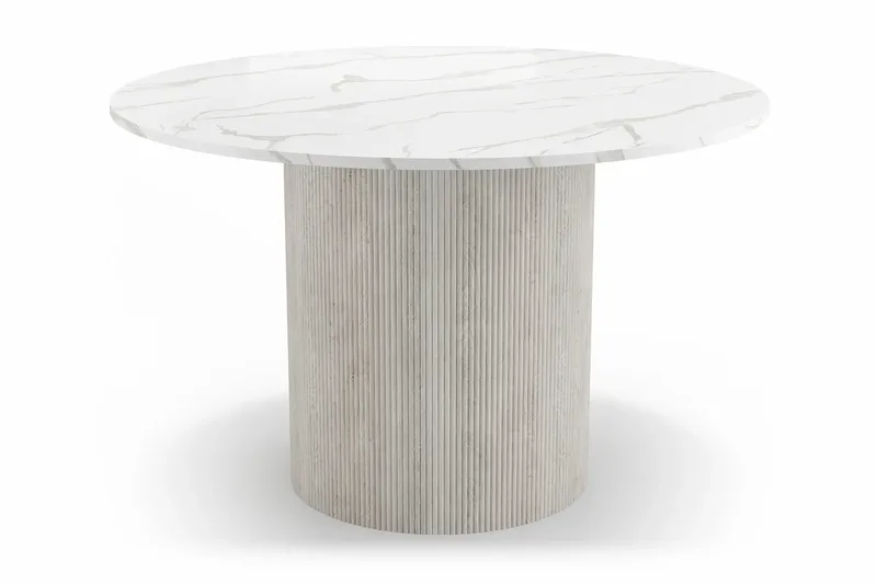 Uppveda Spisebord 120 cm Rundt Hvidt med 4 Reciclar Spisestole - Hvid/Greige - Møbler - Borde - Spisebordssæt