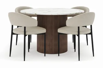 Uppveda Spisebord 120 cm Rundt med 4 Sawako Stole - Brun - Møbler - Borde - Spisebordssæt