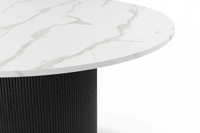 Uppveda Spisebord 120 cm Rundt Sort med 4 Sawako Greige Stole - Sort/Hvid/Greige - Møbler - Borde - Spisebordssæt