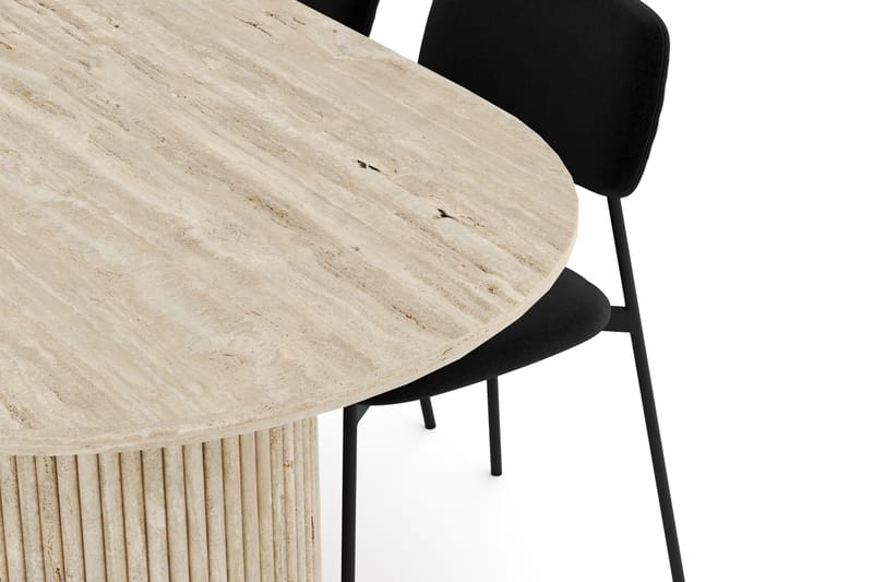 Uppveda Spisebord 180 cm Oval Travertin med 4 Lowe Spisebordsstole - Travertin - Møbler - Borde - Spisebordssæt