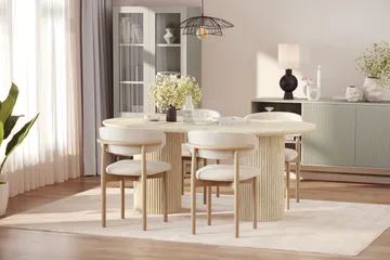 Uppveda Spisebord med travertin-look med 4 stk. Jaiveer Spisebordsstole - Beige - Møbler - Borde - Spisebordssæt
