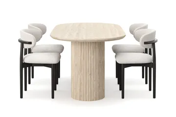 Uppveda Spisebord med travertin-look med 4 stk. Jaiveer Spisebordsstole - Beige - Møbler - Borde - Spisebordssæt