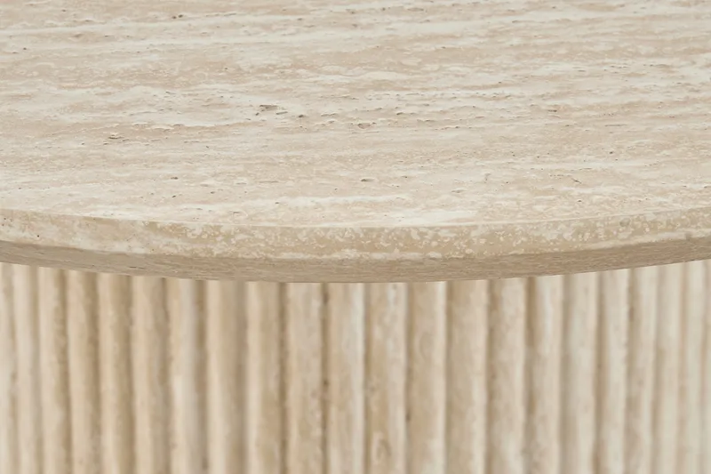 Uppveda Spisebord Rundt 120 cm Travertin Udseende - Sort/Hvid - Møbler - Borde - Spisebord og køkkenbord