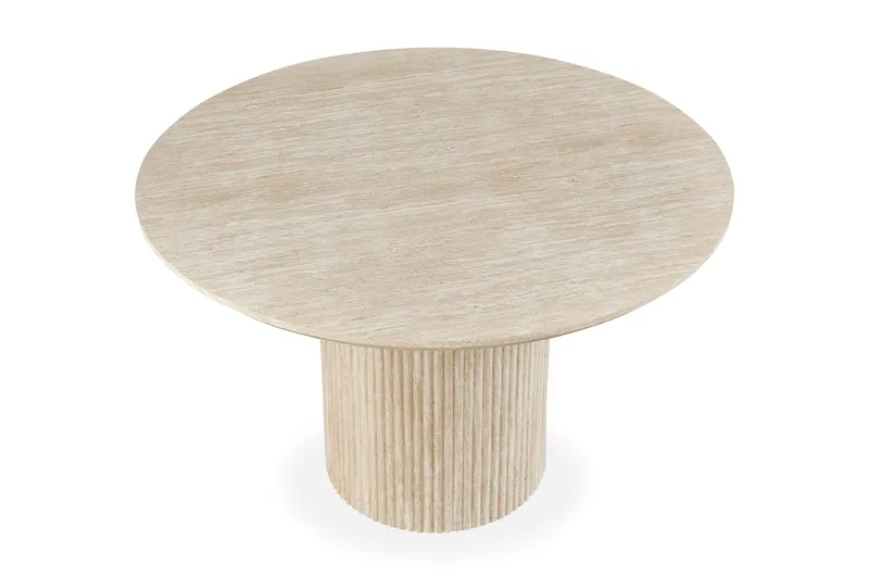 Uppveda Spisebord Rundt 120 cm Travertin Udseende - Sort/Hvid - Møbler - Borde - Spisebord og køkkenbord