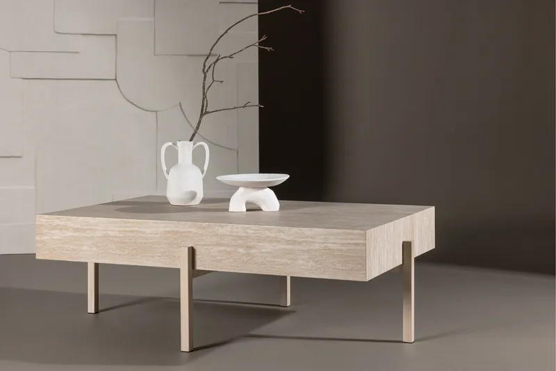 Vadholmen Sofabord 130x82 cm Rektangulært - Whitewash - Møbler - Borde - Sofabord