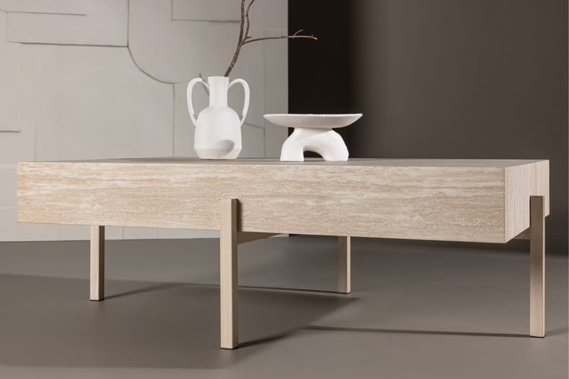 Vadholmen Sofabord 130x82 cm Rektangulært - Whitewash - Møbler - Borde - Sofabord