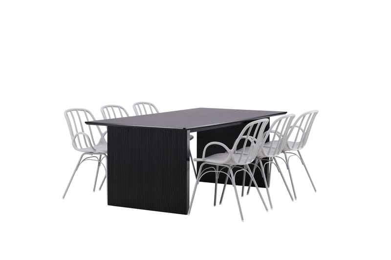 Vail Spisebordssæt 200 cm Rektangulær med 6 Dyrön Stole - Svart - Møbler - Borde - Spisebordssæt