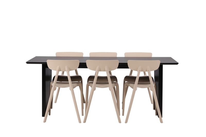 Vail Spisebordssæt 200 cm Rektangulær med 6 Ursholmen Stole, Beige