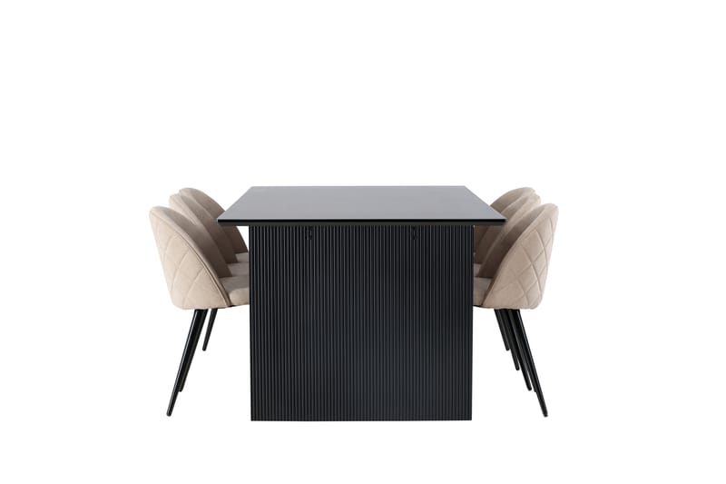 Vail Spisebordssæt 200 cm Rektangulær med 6 Velvet Stole - Beige - Møbler - Borde - Spisebordssæt
