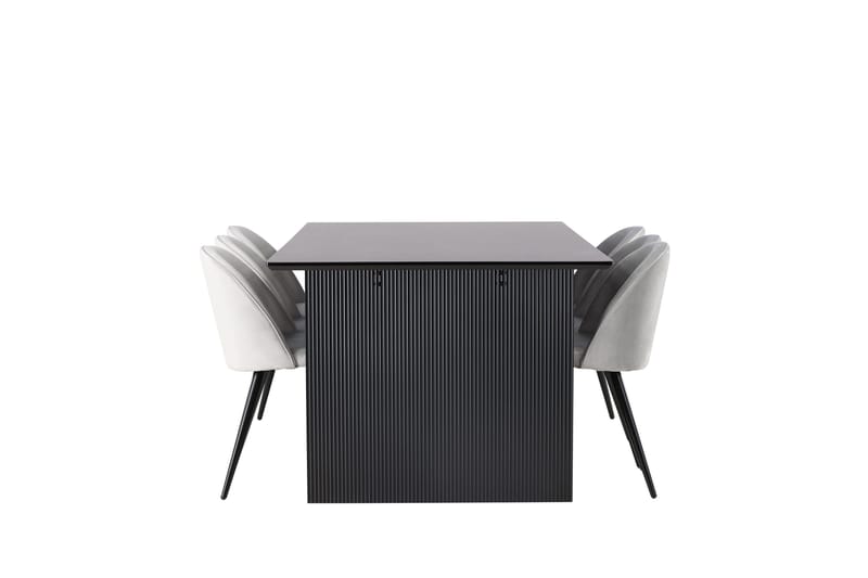 Vail Spisebordssæt 200 cm Rektangulær med 6 Velvet Stole - Svart - Møbler - Borde - Spisebordssæt