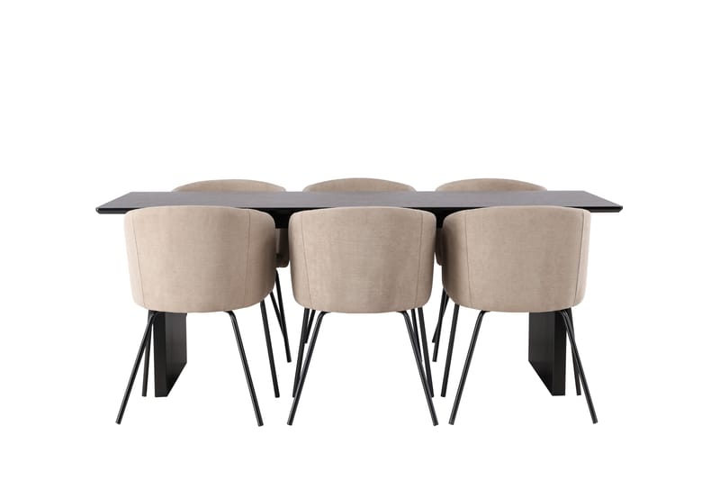 Vail Spisegruppe 200 cm Rektangulær med 6 Berit stole - Beige - Møbler - Borde - Spisebordssæt