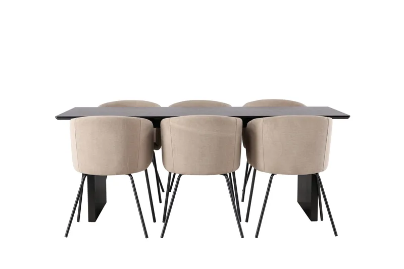 Vail Spisegruppe 200 cm Rektangulær med 6 Berit stole, Beige