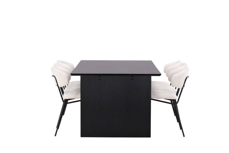 Vail Spisegruppe 200 cm Rektangulær med 6 Chico Stole - Svart - Møbler - Borde - Spisebordssæt