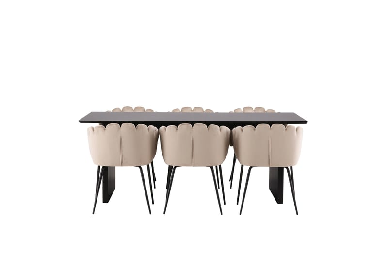 Vail Spisegruppe 200 cm Rektangulær med 6 Limhamn stole, Beige