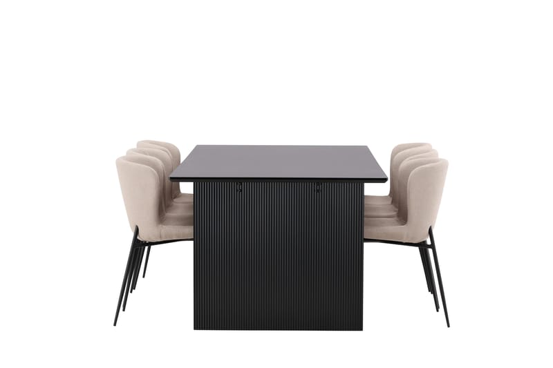Vail Spisegruppe 200 cm Rektangulær med 6 Modesto stole - Beige - Møbler - Borde - Spisebordssæt