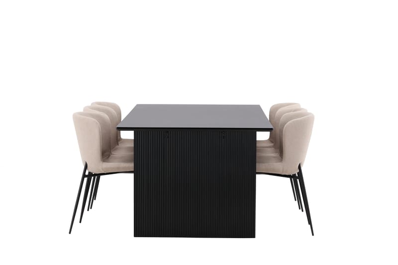 Vail Spisegruppe 200 cm Rektangulær med 6 Modesto stole - Beige - Møbler - Borde - Spisebordssæt