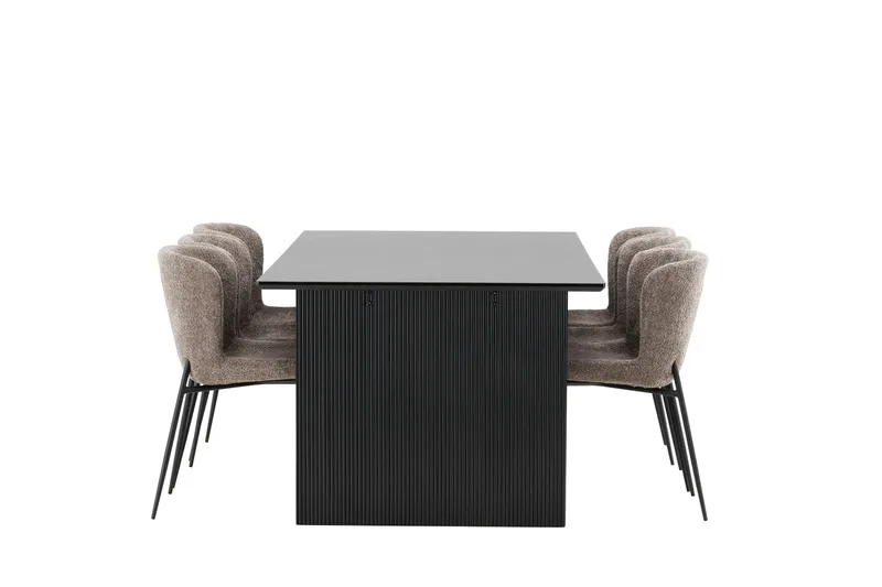Vail Spisegruppe 200 cm Rektangulær med 6 Modesto stole - Svart - Møbler - Borde - Spisebordssæt