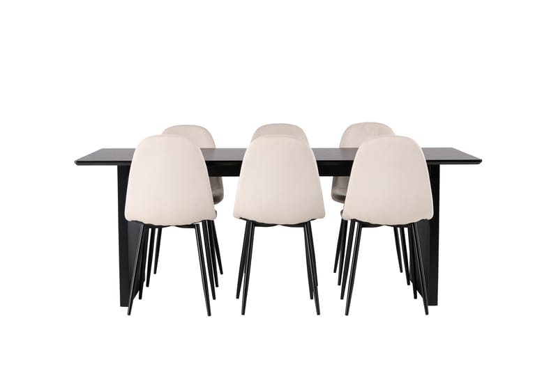 Vail Spisegruppe 200 cm Rektangulær med 6 Polar stole - Beige - Møbler - Borde - Spisebordssæt