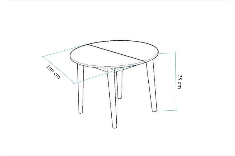 Valsot Spisebord 100 cm - Hvid - Spisebord og køkkenbord