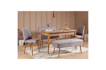 Valsot Spisegruppe 129 cm Rektangulær - Natur/Grå - Møbler - Borde - Spisebordssæt